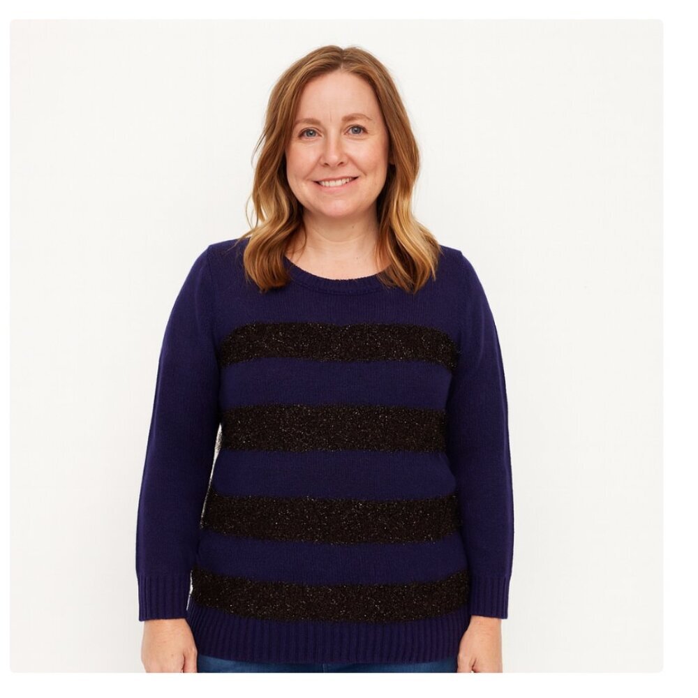 Ann Taylor Striped Sparkle Sweater Size Medium EUC